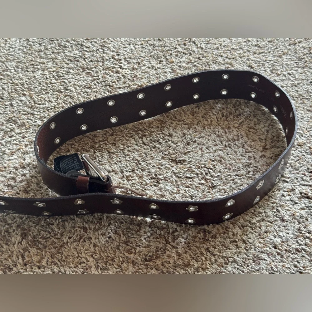 Zara‎ LEATHER HEARTS AND FLOWERS BELT Dark Brown Belt with Silver Details